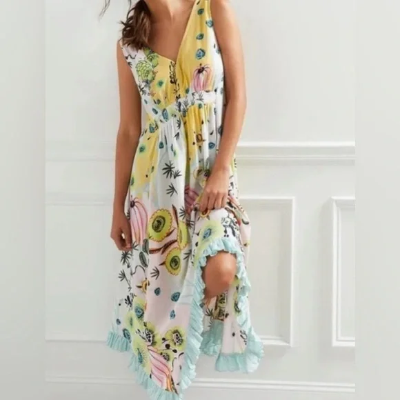 Anthropologie Margaux Sleep Dress Large NWT Floral adjustable Ruffle V Neck - Picture 1 of 15